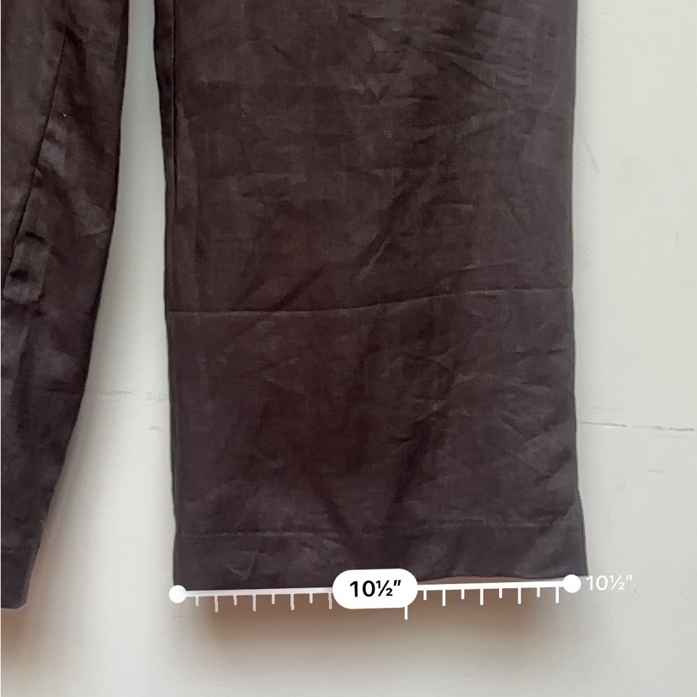 Saint Tropez West Brown 100% Linen Wide Leg Pants Size 6 - Picture 7 of 11